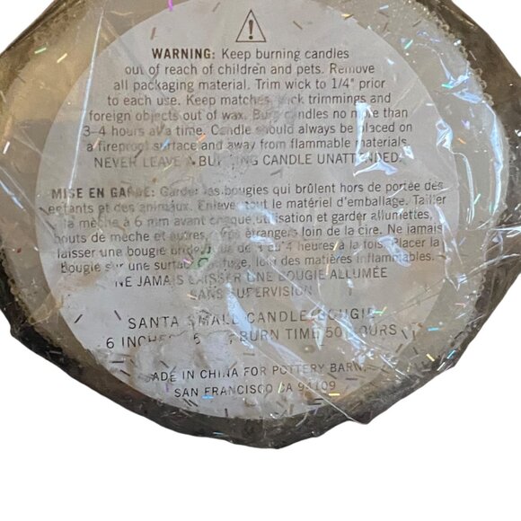 Pottery Barn Christmas Santa Candle Gold Glitter 6" 50 Hour Burn NEW - Picture 2 of 5